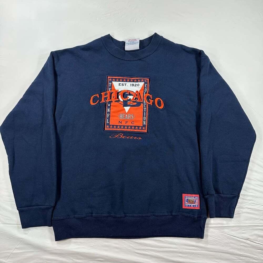 Vintage 90s Crable Sportswear Chicago Bears Sweatshirt Medium Navy USA